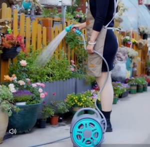 20M HIGH Pressure Garden Hose Reel Set Watering Sprinkler Hose Reel Mini Car Water Hose Spray Gun with 7 patten Spray Gun for Gardening Car