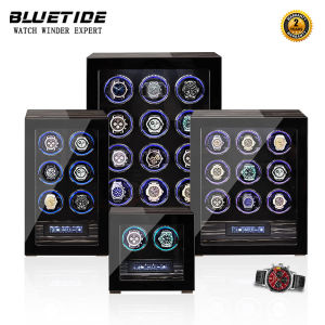 BLUETIDE Watch Winder Fingerprint Unlock Watch Winder box 2 4 6 9 12slot Luxury watch box With Touch Screen Remotes Wood Watch Storage Safe Box Watch Shake The device