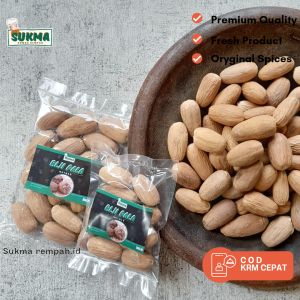 Biji Pala Lonjong Kupas Asli 50 100 250gr Sachet - Nutmeg - JSR Rempah Herbal Bumbu Masak Premium