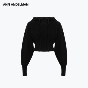 ANN ANDELMAN | Slim Fit Short Hooded Knit Sweatshirt