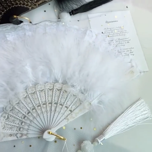 Retro Tassel Lace Feather Fan/Foldable Cheongsam Women Catwalk Dance Photo Props Gifts