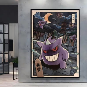 Bandai | Anime Gengar Pokemon Tranh Sơn Dầu Bằng Số Trang Trí Tường Hiện Đại Cho Phòng Khách Phòng Ngủ Không Cần Khung Hình Món Quà Hoàn Hảo