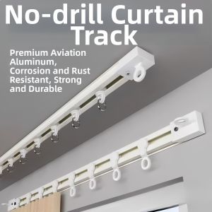 NAIFUNA | Drill-Free Hook-Type Curtain Track Single Rail