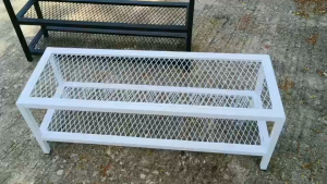 (งานสั่งทำ)จัดส่งแบบสำเร็จ ชั้นวางรองเท้า 2 ชั้น โครงสร้างเหล็ก ชั้นตะแกรง ทั้ง 2 ชั้น แข็งแรง MT096