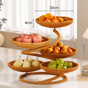 WUBUWEI | Rattan-style Tiered Serving Tray