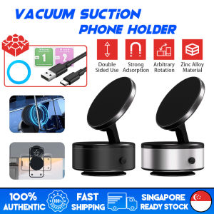 🇸🇬[Ready Stock] Magnetic Vacuum Suction Phone Holder 360° Adjustable Electric Magsafe Car Phone Mount Double-Sided Phone Holder Navigation Support