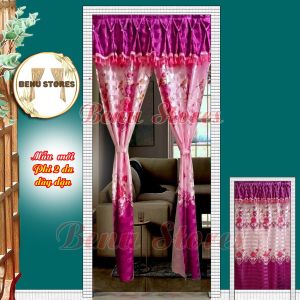 Màn cửa rèm treo cửa màn trang trí ép biên chất liệu phi bóng màu hồng nhiều kích thước bền đẹp sang trọng giá rẻ bất ngờ