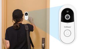 SriHome DH004 4MP Wi-Fi Smart Doorbell Set (Mobile Intercom) No Cable and Pairing Network Easy Setup Supports Hibernation and Wake-up Mode with human Sensor PIR Timing Management Remote Playback APP Remote Monitoring Smart Ringtone Reminder