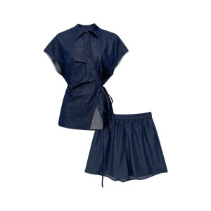 Summer Breathable Lightweight Irregular Denim Cotton Set
