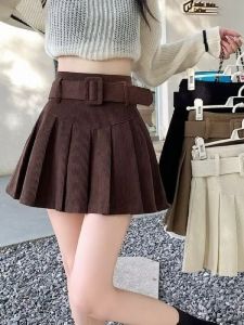 Retro Khaki Pleated Skirt Womens Spring and Autumn New Arrival Plus Size Plus Size Ladies Stylish High Waist Slim Looking A- line Skirt