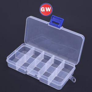 Fishing Tackle Box 15 Slots Adjustable Plastic Fishing Lure Hook Tackle Box Storage Case Organizer