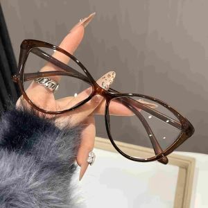 Cat Eye Fashion Glasses Transparent Lenses Womens Decorative Eyewear Stylish for Daily Wear