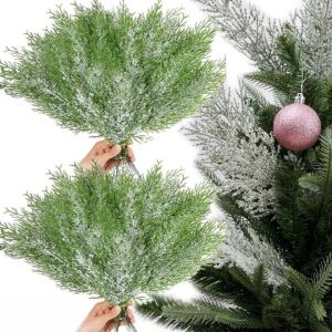 【Swan Home】1/5Pcs Artificial Pine Tree Branches Christmas Decoration Fake Plant Leaves DIY Garland Faux Cedar Twig Stems New Year Gifts