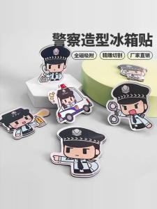 Acrylic Police Fridge Magnet DIY Cartoon Anime Personality Magnetic Stick Kids Customizable Decorative Kitchen Accessories