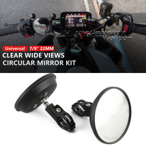 Universal Motorcycle 7/8“22MM Blind Spot Round Rearview Mirror Wide Vision Convex Handlebar Mount Rear Side Mirror Adjustable