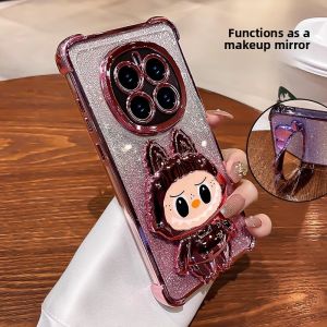 Cartoon Stand Compatible Huawei Honor Magic8 Case 6Pro New Model Four Corners Anti-Fall Magic7/5 Cute Girls Protective Cover Honor Full Package Luxury Feeling Power with Makeup Mirror