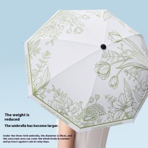 KS ร่มแบบพับปกป้องรังสี UV จากการออกแบบลายดอกไม้ที่สง่างามสำหรับแสงแดดและฝน