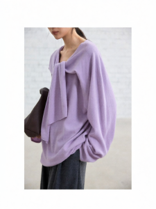 epoque de rueen | Relaxed V-Neck Wool Shawl Sweater