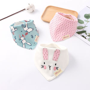 Momscare Newborn Baby Double-Layer Snap Fastener Saliva Towel Female Baby Cotton Triangular Binder Bib Children Autumn and Winter