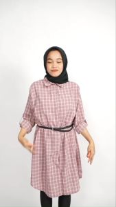 Hannah Kemeja NADINE XXL TUNIK Kotak Jumbo Size (N14) Katun