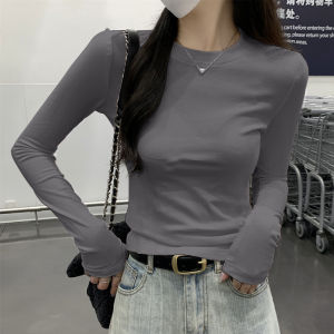 Womens Thickened Long Sleeve Base Shirt Half High Collar Autumn Winter Thermal T-Shirt Korean Style Commute Fashion Inner Wear