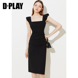 D-PLAY | Đầm Maxi Co Dãn Màu Đỏ Pháp