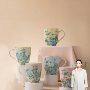 BAMA TEA | Heat Resistant Dehua White Porcelain Floral Design Mug