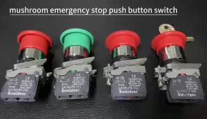 22mm Mushroom Emergency Stop Button Switch 10A Key Emergency Stop Power Push Button Switch 1NC 1NO Start Switch Red Green
