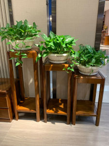 Modern Chinese Style Solid Wood Walnut Living Room Indoor Floor Standing Shelf Flower Stand High End Wooden Utility Rack