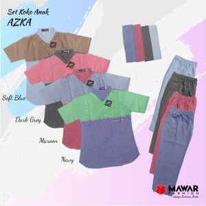 Mawar Fashion Cirebon - Baju Koko Anak Lengan Pendek Warna Putih 4 - 12 tahun / Koko Turki Azka