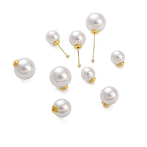 2-20pcs/bag 8-12mm Copper High gloss Imitation Pearl Earrings For DIY Fashion Earring Making