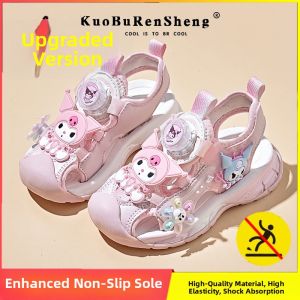 KUOBURENSHENG | Anti-Slip Soft Sole Enclosed Toe Rotating Button Beach Sandals