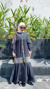 Zahira Turkey - Gamis Bordir Mix Payet / Dress Busana Muslimah / Gamis Wanita Busui Friendly