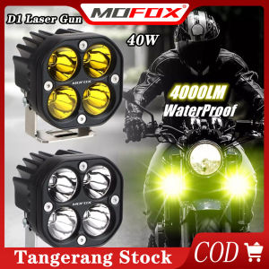 MOFOX D1 Lampu Sorot Tembak LED Grade A Super Terang Buat Motor Laser Gun LED Bar untuk Sepeda Motor Mobil 4 Titik Mata 40W 4000LM IP67 Lampu Kabut Super Terang Dan Tahan Air
