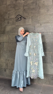 Hana Dress Inner Silk Outher Brokat Gaun Muslimah Kondangan Baju Pesta Mewah Wanita 2025 Elegan