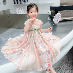 Female. Childrens Dress Summer Dress 2024 New Arrival Western Style. Chilren Waistcoat Princess Dress Girl Fairy Ancient Style Han Dress