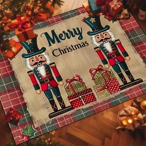 VIKAMA Christmas Nutcracker Doormat Stain-Resistant & Non-Slip Entrance Hallway Mat Bathroom & Toilet Rug Home Decor