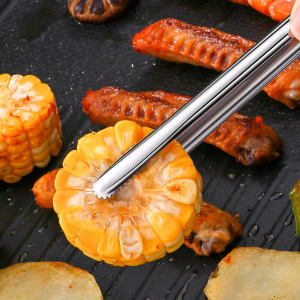 Polocat Multifunction Stainless Steel Food Tongs/3 Sizes BBQ Bread Anti Heat Food Clip/Picnic Tweezer Salad Steak Clamp