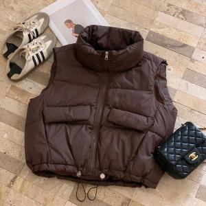 Womens Short down Cotton Vest Loose Fit Autumn Winter New Style Korean Version Small Size Shoulder Pad Tank Top Jacket