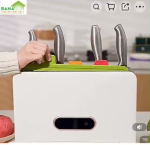 HỘP TÍCH HỢP KHỬ TRÙNG THÔNG MINH DAO THỚT BẰNG TIA CỰC TÍM VÀ SẤY KHÔ ĐŨA. CÓ KÈM BỘ 3 THỚT PHÂN LOẠI SỬ DỤNG "BAHAMAR" Khử trùng toàn diện mà không gây khói gây bụi lưu thông hoàn toàn 360 độ