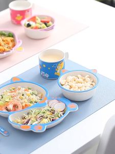 ชุดจานชามเด็ก สีสันสดใส ทำจากธรรมชาติ ปลอดภัย เซ็ตชามเด็ก 1เซ๊ต มี 5 ชิ้น สำหรับเซ็ตชามเด็ก 1เซ๊ต