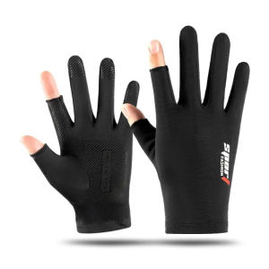 2025 Spring and Summer New Mens Outdoor Sports Sunscreen Gloves of Cycling Equipment Ice Silk Breathable Fingerless Gloves