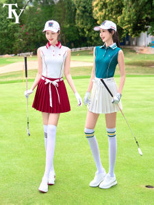 TTYGJ | Breathable Quick-Dry Polo Shirt Slimming Color-Contrast Collar Skirt Set