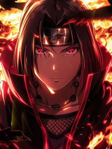 Bandai | Naruto Itachi Uchiha Itachi Red Moon Crow Anime Diamond Painting Mosaic Handmade Art Exquisite Creative Gift Home Decoration