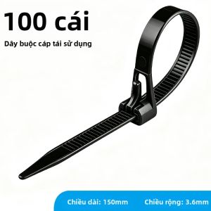 Dây Buộc Nylon Tái Sử Dụng 3.6x150mm Dây Đai Có Thể Tháo Rời Và Điều Chỉnh Được Nhiều Màu Sắc Chống Tia UV Dùng Cho Văn Phòng Vườn Nhà Để Xe Quản Lý Dây Cáp
