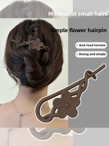 Sweet Frosted Flower Frog Buckle Word Clip Back Head Updo Hair Clip Headdress Elegant Hair Pin Female Summer Twist Clip