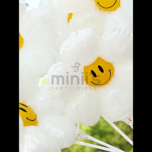 MINIIS INS White Smile Daisy Flower Balloon 10 Set Smiley Sunflower Face Balloon Belon Bunga Daisy