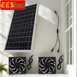 EESBAO  New 10W  Solar Pet House Exhaust Fan Chicken House Ventilation Cat Kennel Circulating Cooling Small Cooling Fan