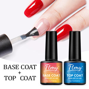2PC Gel Nail Polish Set - 0.24oz Base Coat No-Wipe & Matte Top Coats Long-Lasting High Gloss Finish Lead-Free Unscented Gel