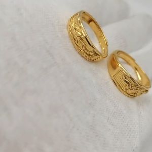Couple Rings Pure 24k Saudi Gold nasasangla pawnable matte dragon phoenix rings for men & women engagement wedding jewelry gifts for girlfriends